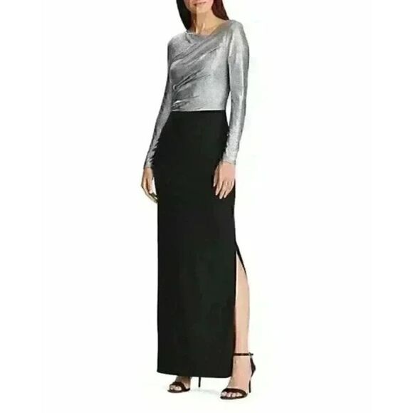 Lauren Ralph Lauren Dresses & Skirts - Lauren Ralph Lauren Maxi Gown Women’s Size 10 Black & Silver Metallic